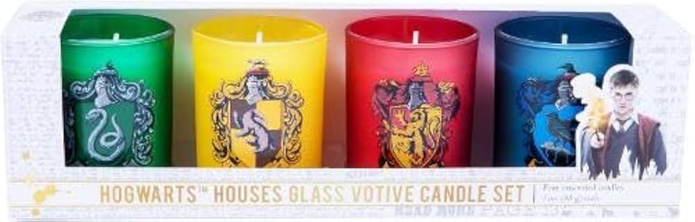 HARRY POTTER HOGWARTS HOUSES GLASS VOTIVE CANDLE SET