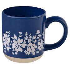 FLORAL STONEWARE COFFEE MUG