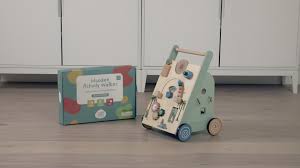 WOODEN BABY WALKER MULTI ACTIVITY PUSH WALKER AGES 18M