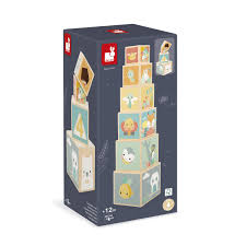 PURE WOODEN STACKING PYRAMID 6 CUBES